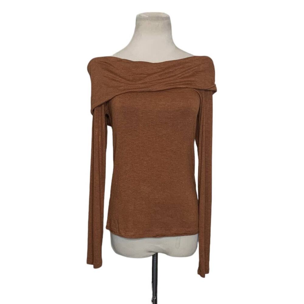 Forever 21 brown off shoulder long sleeves top size M